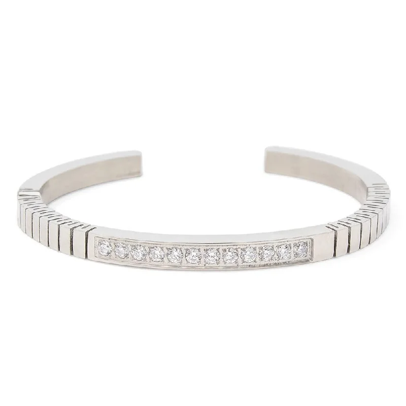 Women’s dainty bracelet-Stainless Steel Pave Crystal Flex Bracelet