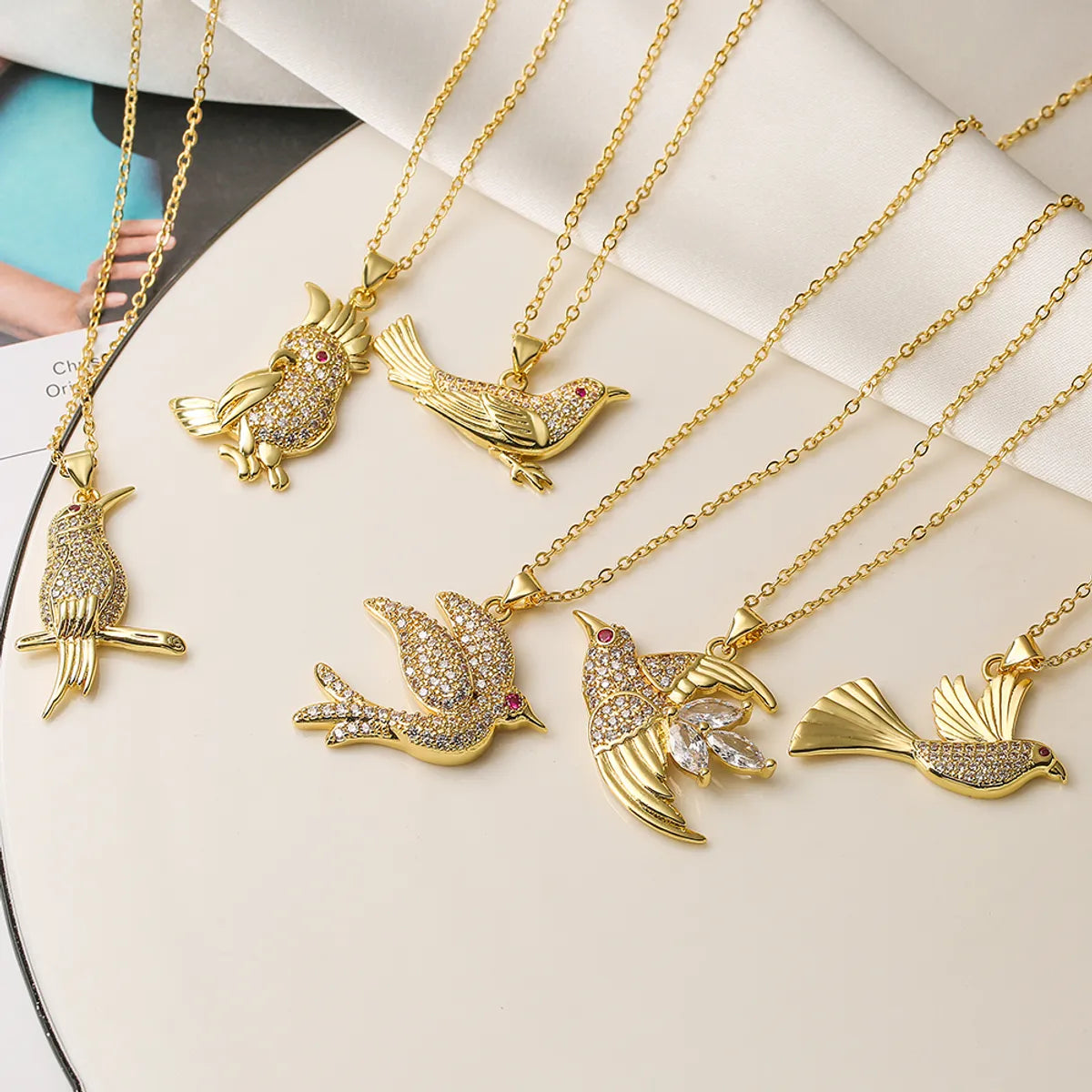 Women’s necklace set-Ins Style Bird Copper Plating Inlay Zircon 18k Gold Plated Pendant Necklace