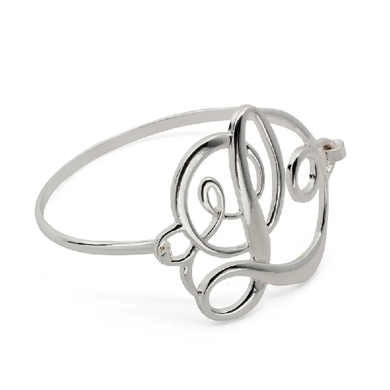 Women’s sterling silver bracelet-Wire Bracelet Initital L