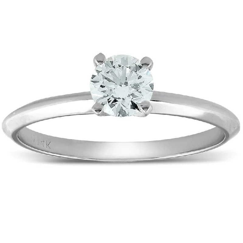 Women’s emerald cut engagement ring-Pompeii3 14k White Gold 1/3 Ct TDW Diamond Solitaire Engagement Ring Lab Grown Eco Friendly