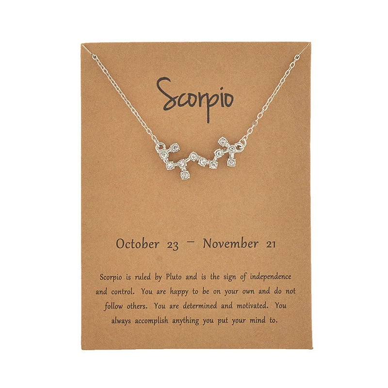 Scorpio Gold Card Silver Necklace