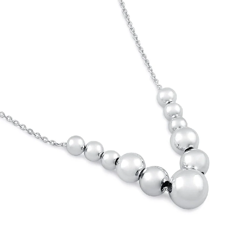 Women’s adjustable necklace-Sterling Silver Tier Bead Necklace