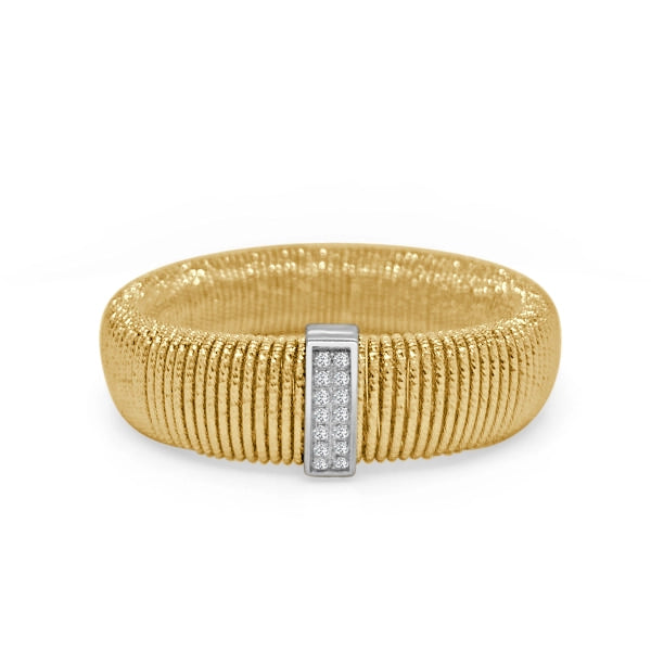 Women’s engraved bracelet-Frederic Sage 18K Yellow Gold Large Venezia Strech Bracelet with White Gold Diamond Section