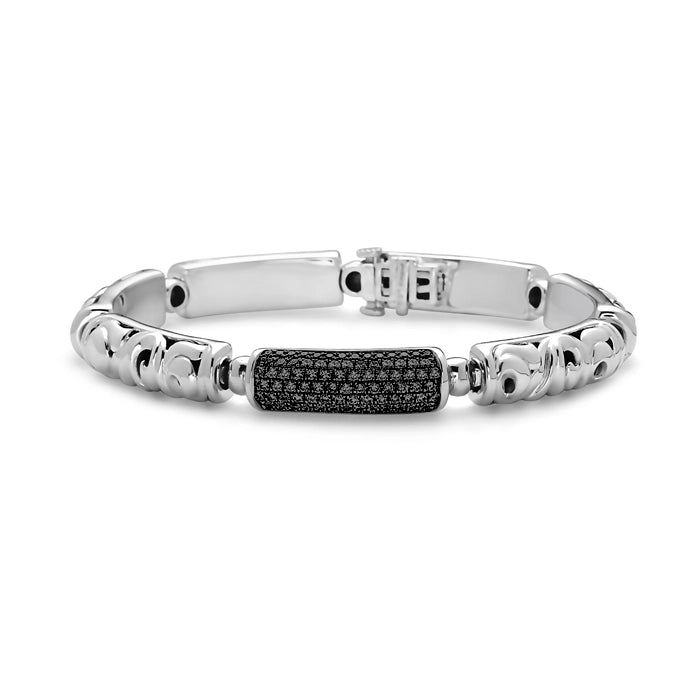 Women’s elegant bangle-Charles Krypell Ivy Collection Ball Bearing Link Bracelet with Black Sapphires (Estate - Retail When New $1895)