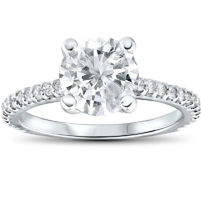 Women’s vintage diamond ring engagement-14k White Gold 2.3ct TDW Clarity Enhanced Diamond Engagement Ring