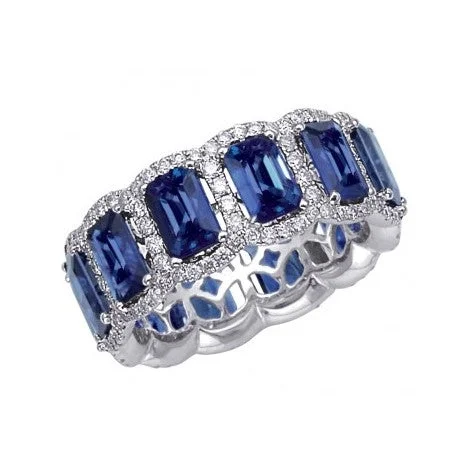 Women’s three-stone engagement ring-Sapphire and Diamond Eternity Ring