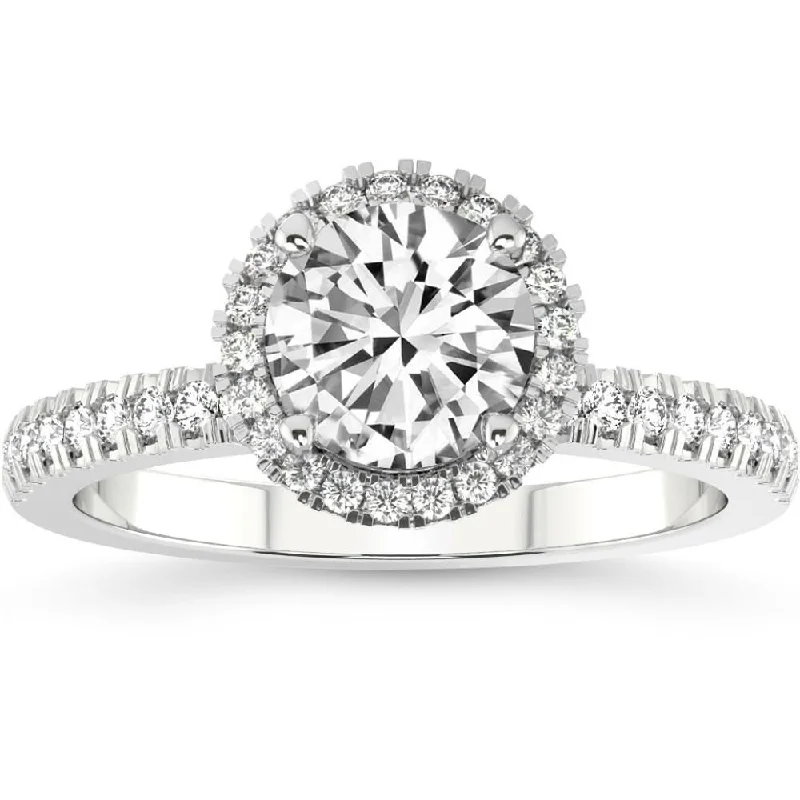 Women’s platinum diamond engagement ring-3 1/2Ct Diamond Halo Lab Grown Engagement Ring in White, Yellow or Rose Gold