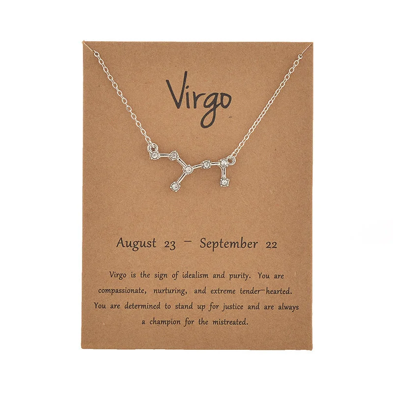 Virgo Gold Card Silver Necklace