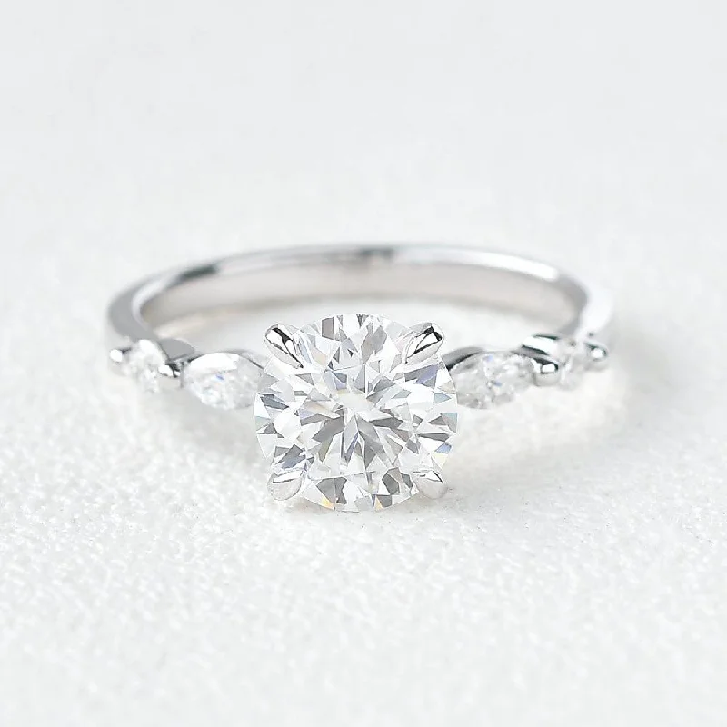 Women’s trendy fashion rings-1.0ct Moissanite White Gold Four Prongs Ring