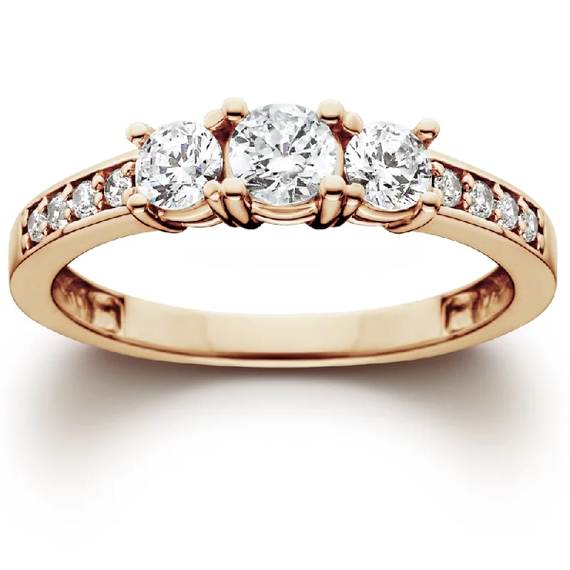 Women’s custom engagement ring with side stones-14k Rose Gold 1.00 ct TDW Diamond Engagement Wedding Ring