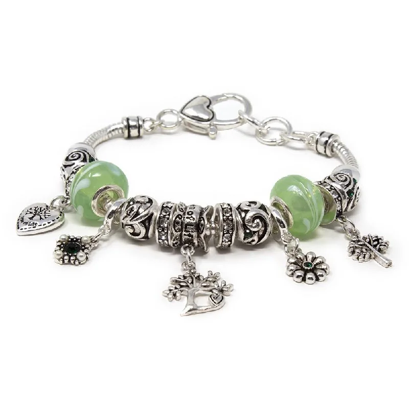 Women’s handmade bracelet-Charm Bracelet Silver Tone Tree of Life