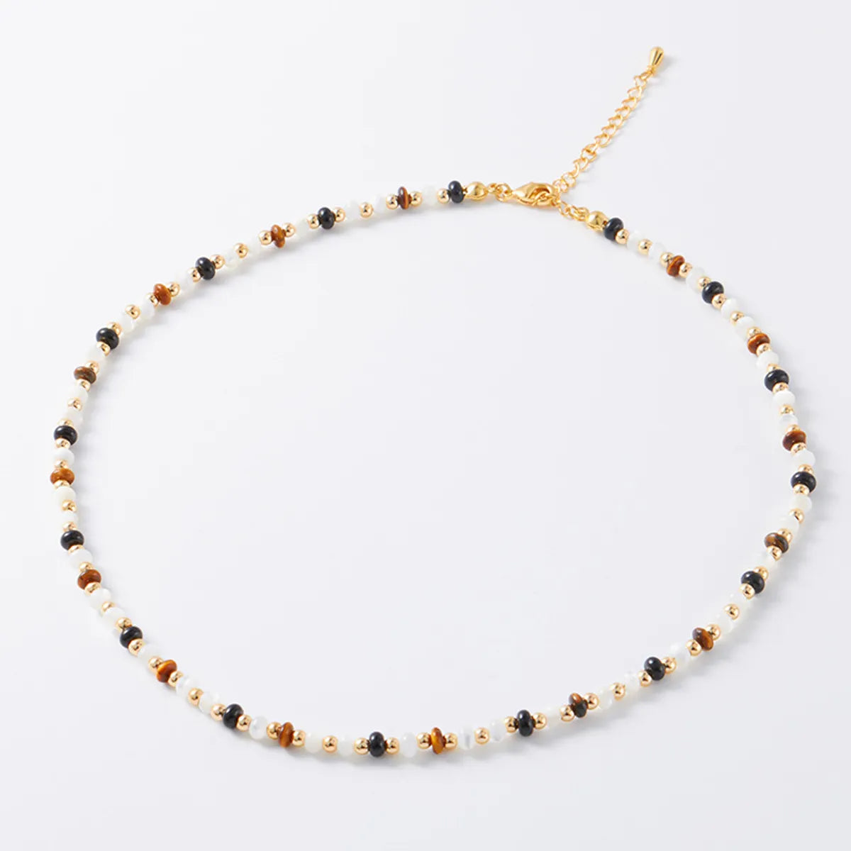 Women’s delicate necklace-Retro Geometric Agate Tiger Eye Plating 18k Gold Plated Necklace