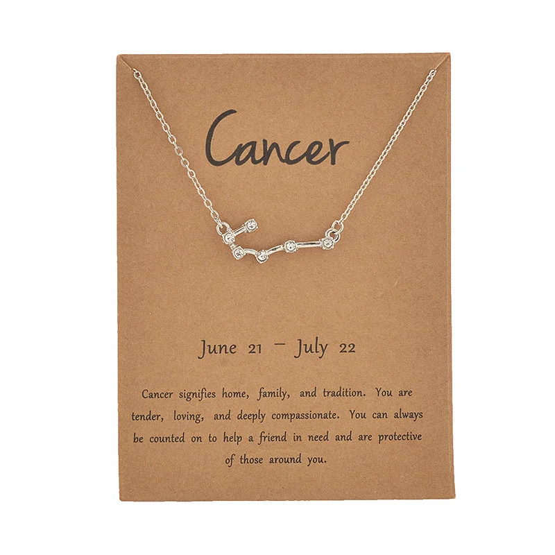 Cancer Gold Card Silver Necklace