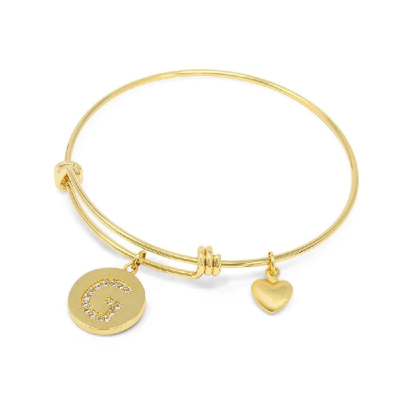 Women’s cuff bracelet-Handmade 20kt Gold Plated Crystal Initial Bracelet G