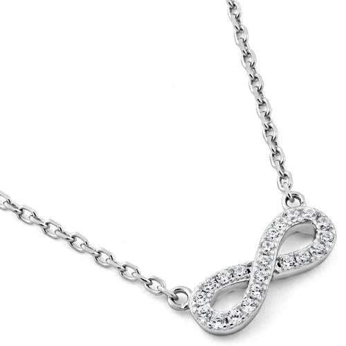 Women’s gemstone pendant necklace-Sterling Silver Infinity CZ Necklace