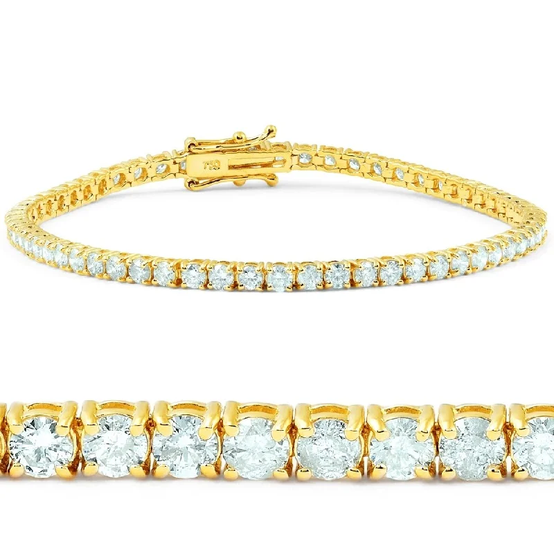 Women’s gold charm bracelet-4.20ct Diamond Tennis Bracelet Yellow Gold 7"