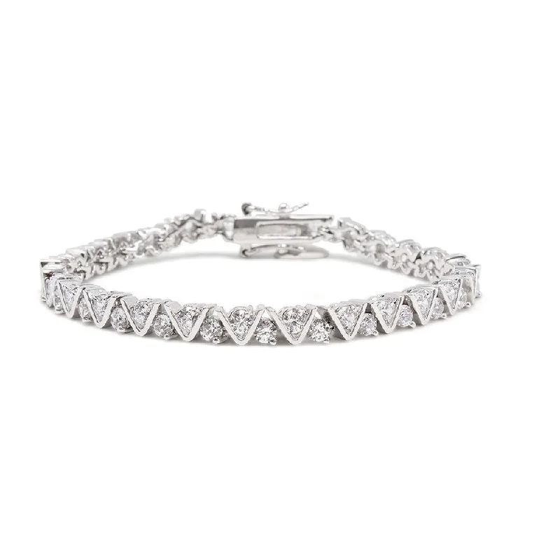 Women’s classic tennis bracelet-Rhodium Plated Tennis Bracelet VVV Crystal