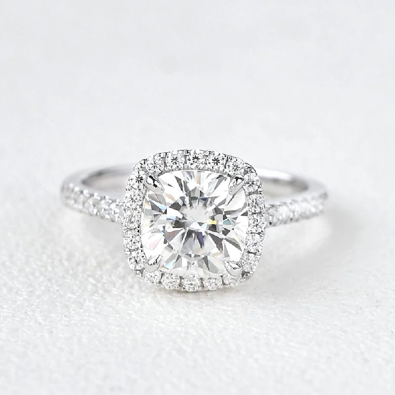 Women’s birthstone engagement rings-2.5ct Moissanite Stacking White Gold Ring