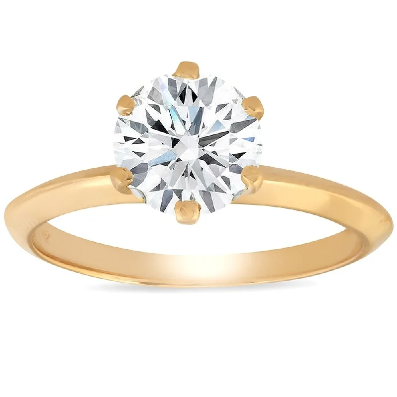 Women’s unique gemstone engagement ring-Pompeii3 14k Yellow Gold 1 1/4 ct TDW Solitaire Diamond Engagement Ring Clarity Enhanced