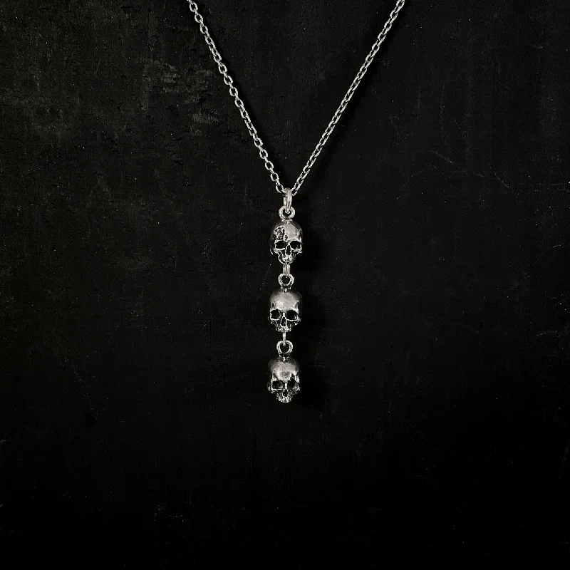 Women’s necklace with diamonds-Skull Trio Necklace