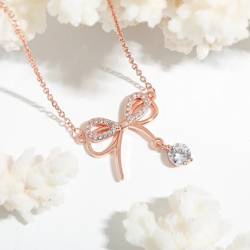 Rose Gold Bow Necklace