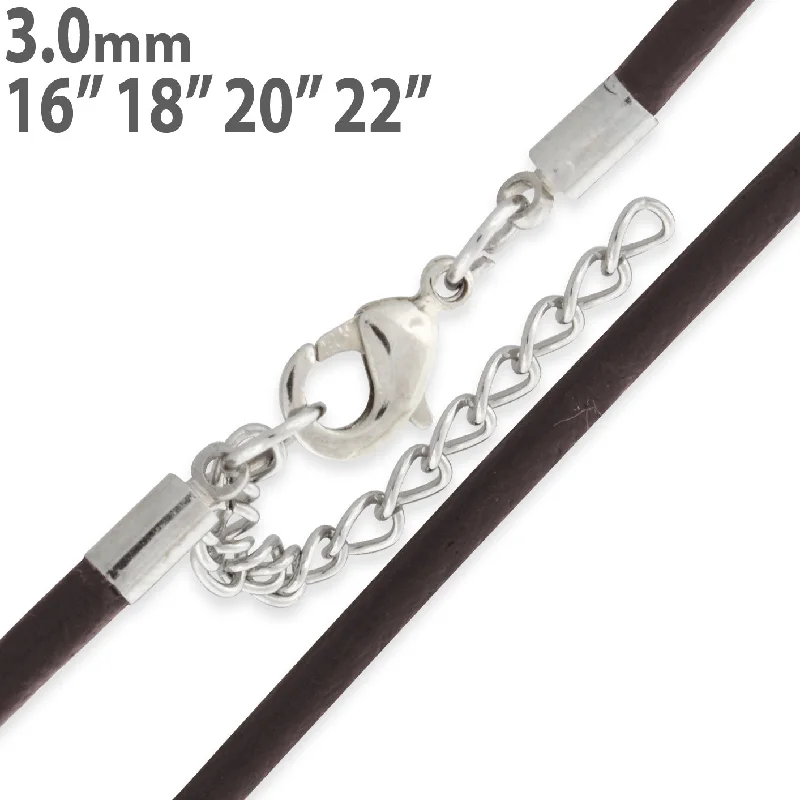 Women’s engraved necklace-3.0mm Brown Leather Cord w/ Adjustable Clasp