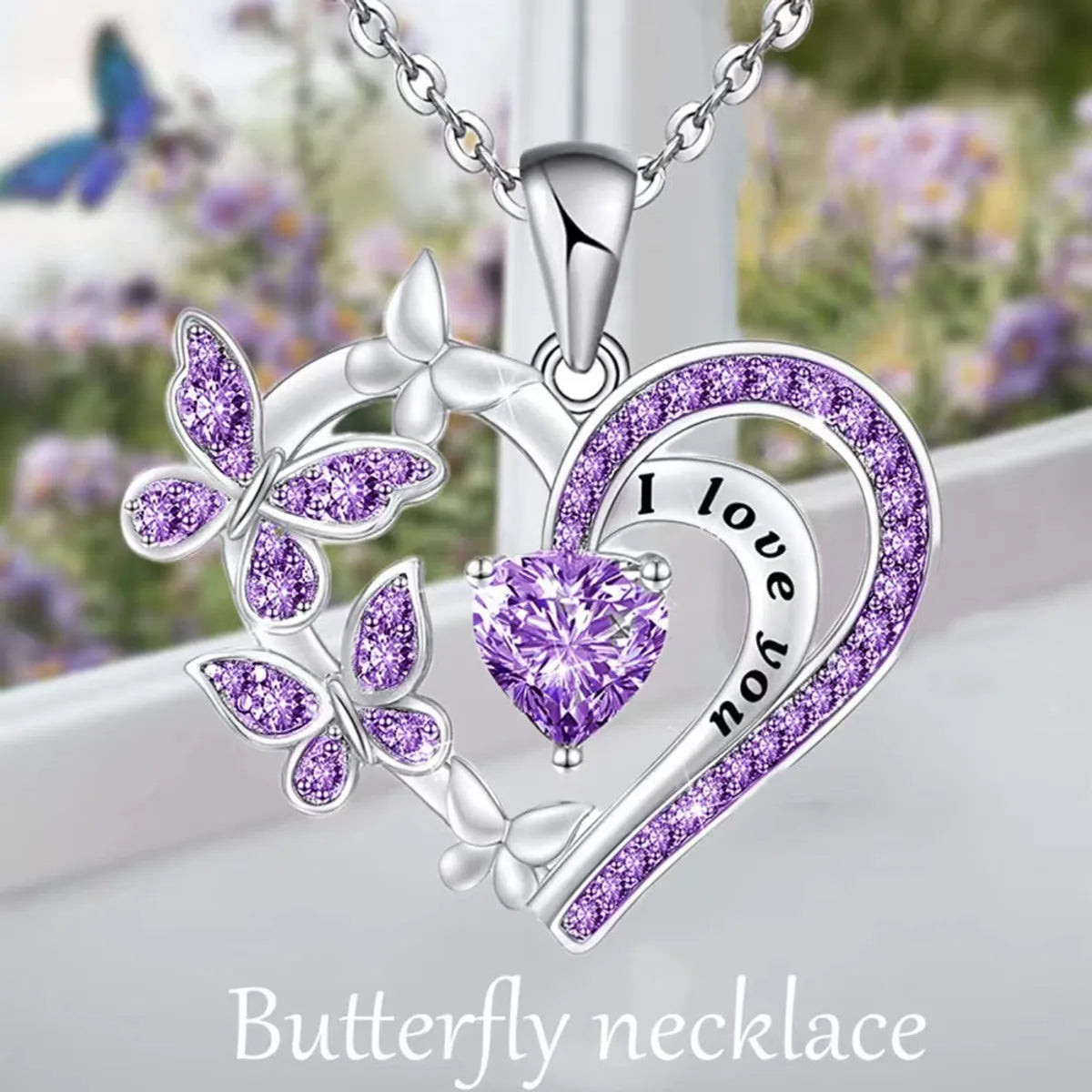 Women’s exclusive necklace-Fashion Letter Heart Shape Butterfly Alloy Inlay Rhinestones Valentine's Day Mother's Day Women's Pendant Necklace