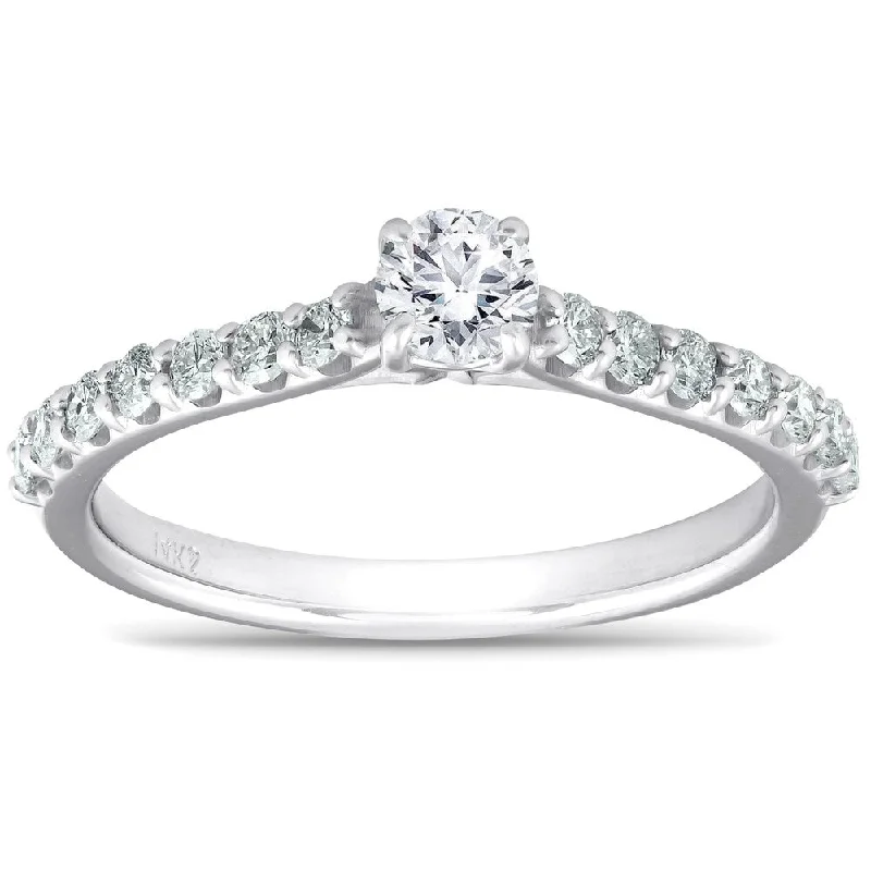 Women’s unique engagement ring-14k White Gold 3/4 Ct TDW Diamond Engagement Ring