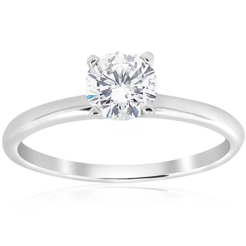 Women’s engagement ring with colored gemstones-5/8 Ct Diamond Solitaire Engagement Ring 14k White Gold