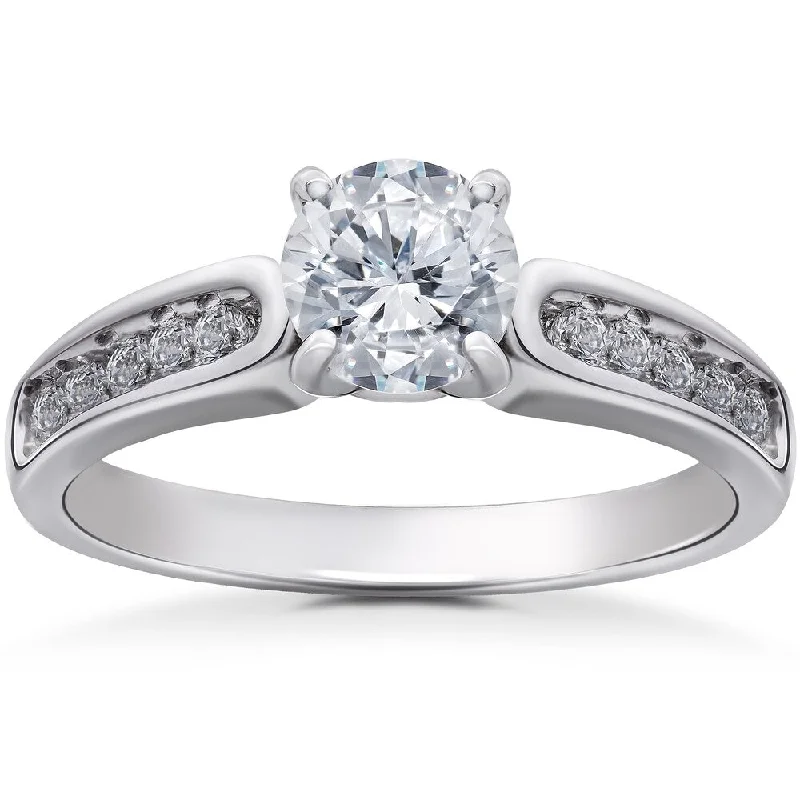 Women’s custom engagement ring with side stones-14k White Gold 1 1/2ct TDW Clarity Enhanced Diamond Engagement Ring