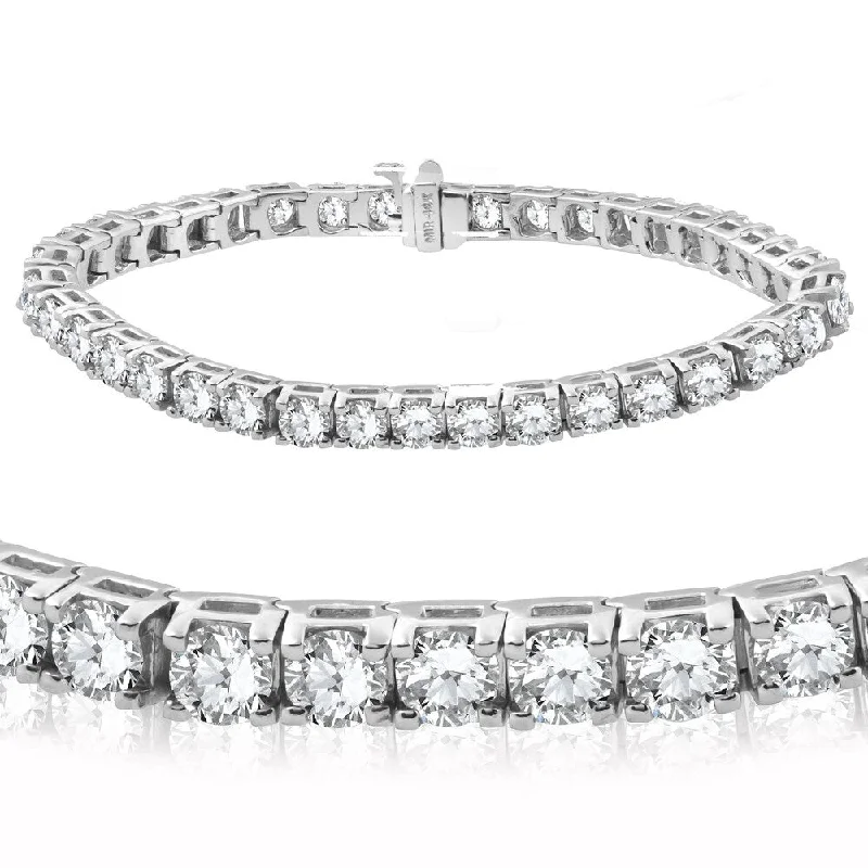 Women’s adjustable gold bracelet-14K White Gold 12 ct TDW Diamond Tennis Bracelet 7"