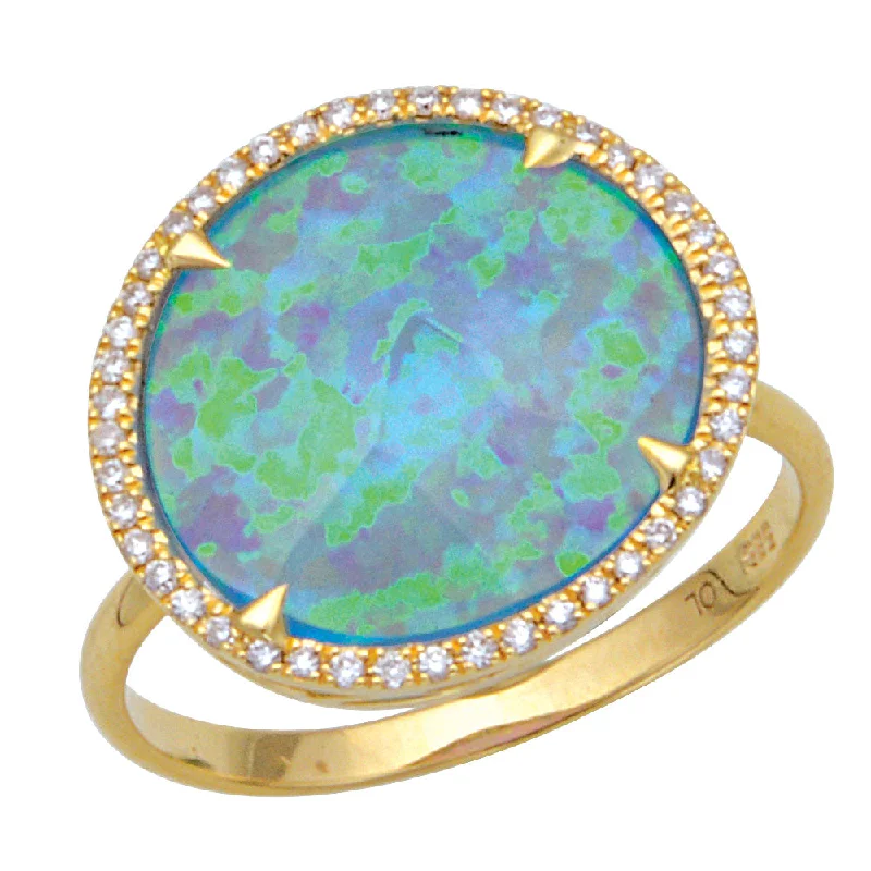 Women’s heart-shaped engagement ring-Opal and Diamond Ring