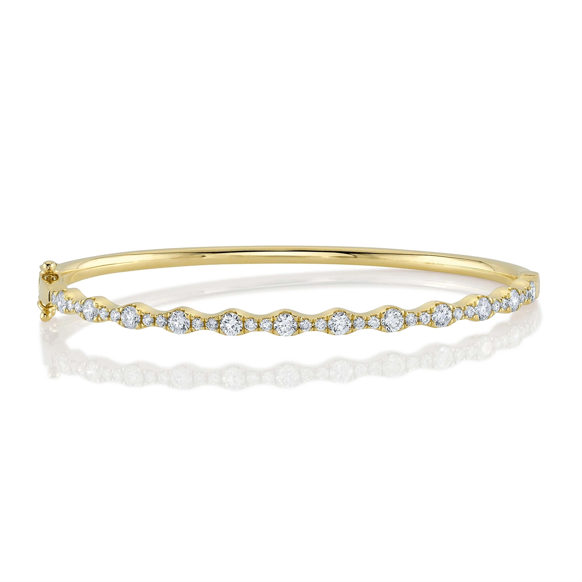 Women’s oval bangle bracelet-14K Yellow Gold Diamond Bangle Bracelet