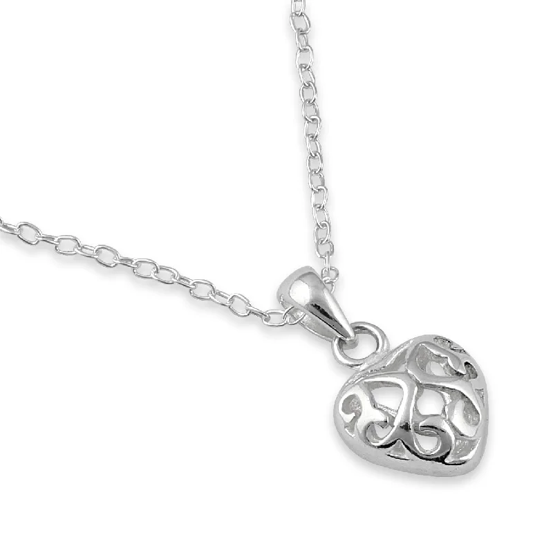 Women’s dazzling diamond necklace-Sterling Silver Curly Heart Necklace