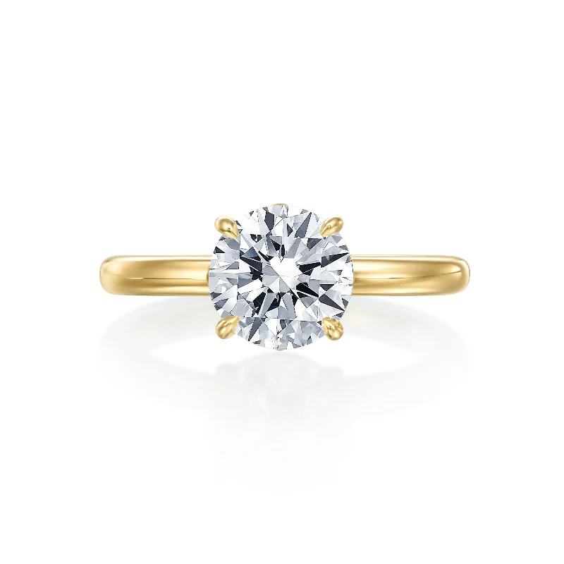 Women’s diamond engagement ring-Gold Coast Round Solitaire Hidden Halo Wedding Ring