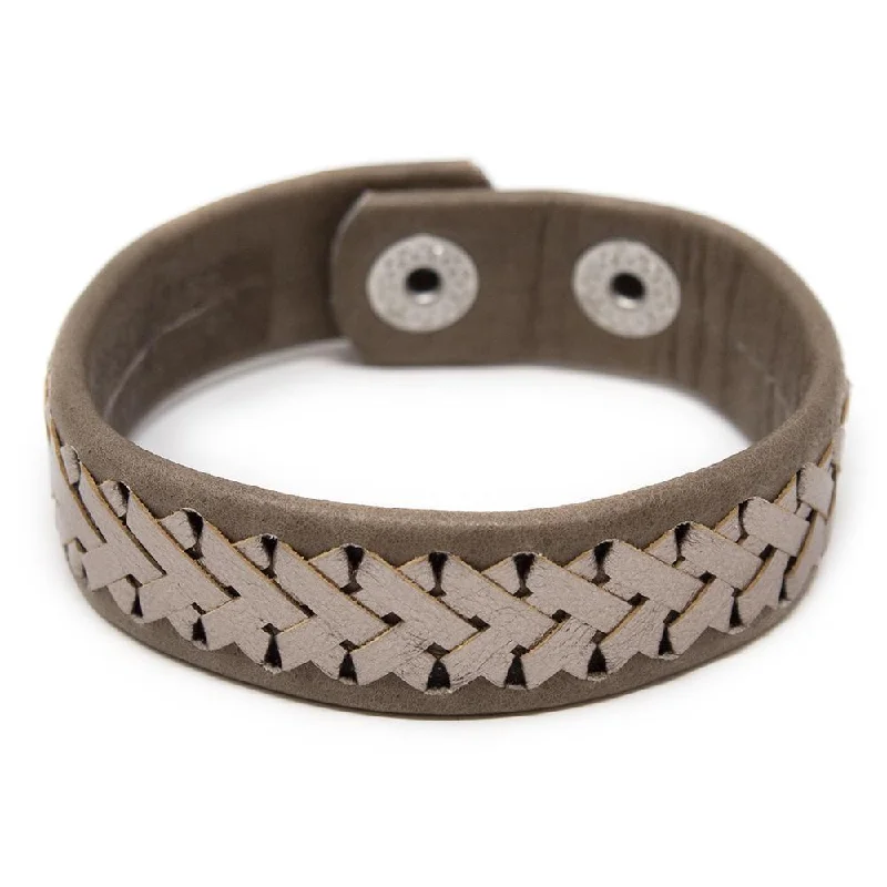 Women’s silver bracelet-Knitted Leather Bracelet Brown