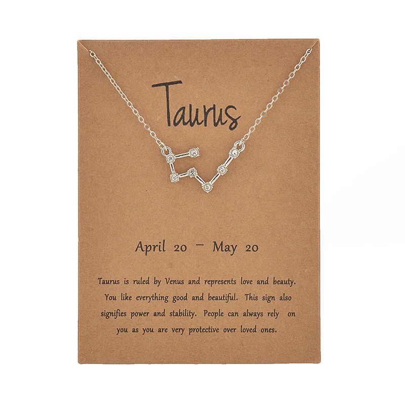 Taurus Gold Card Silver Necklace