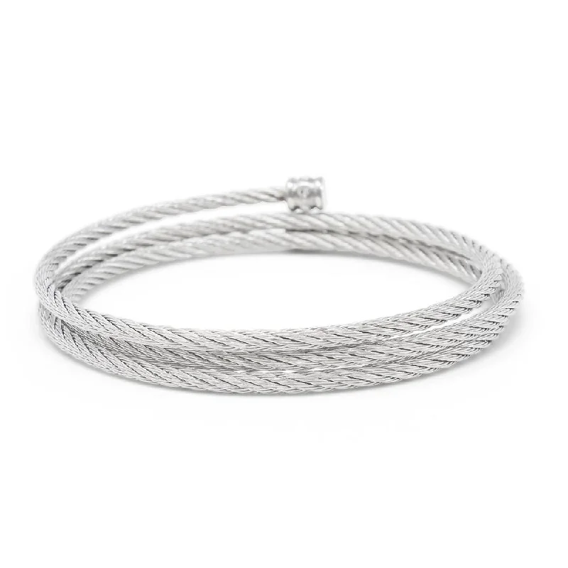 Women’s infinity symbol bracelet-Stainless Steel Braided Cable Loop Bangle Bracelet