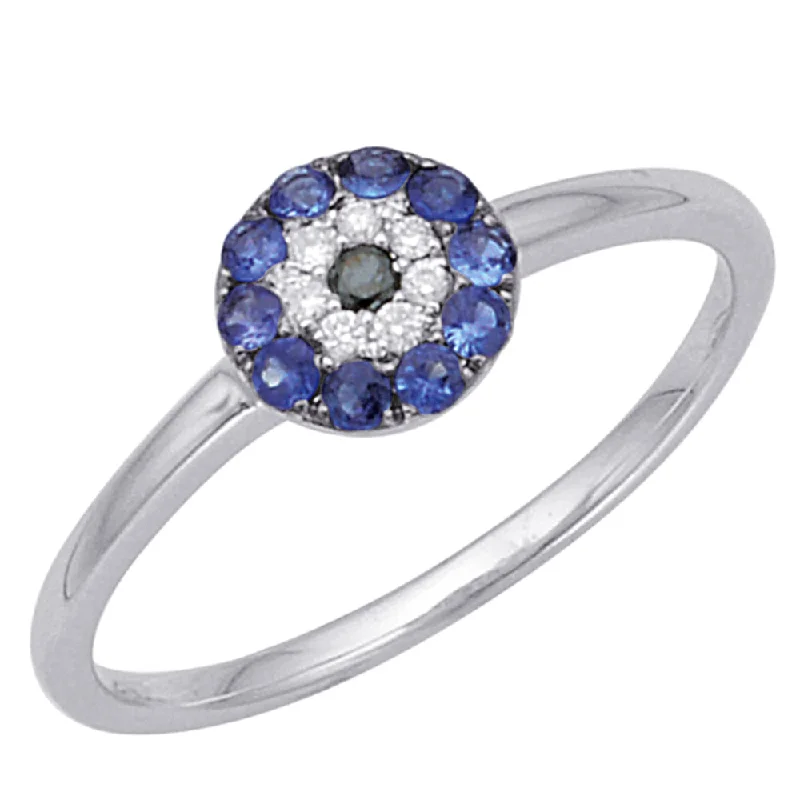 Women’s custom engagement ring with engraving-Sapphire and Diamond Ring