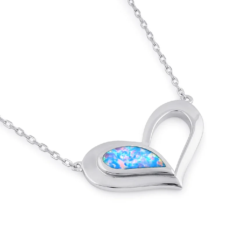 Women’s custom necklace design-Sterling Silver Blue Lavender Heart Necklace