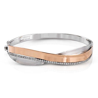 Women’s dainty bracelet-Simon G 18K White & Rose Gold Diamond Bangle Bracelet