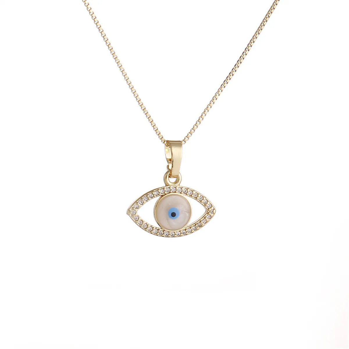 Women’s pearl drop necklace-Fashion Simple Devil's Eye Geometric Diamond Copper Necklace