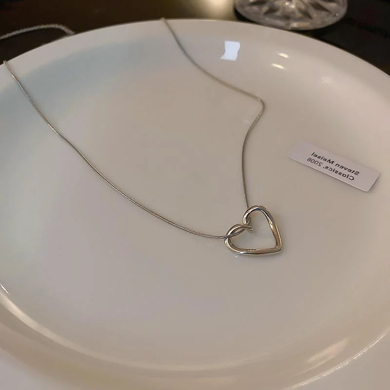 52# Necklace-Silver (Titanium Steel Heart)