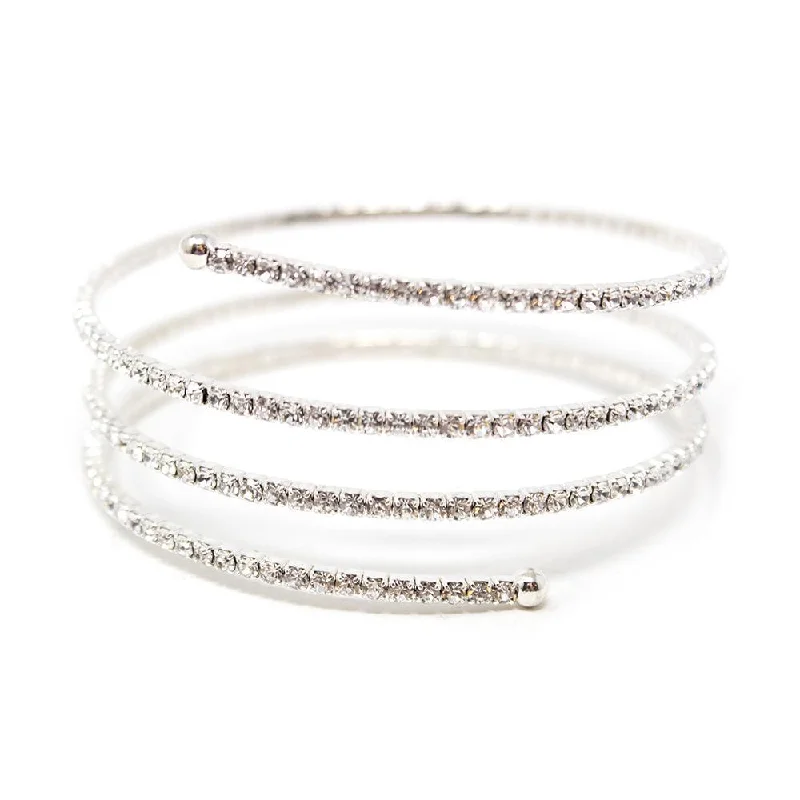 Women’s stylish wrist bracelet-Clear CZ 3 Row Curly Wire Bracelet