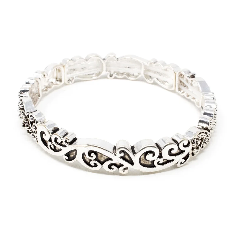 Women’s minimalist bracelet-Antique Silver Stretch Bracelet Two Designs