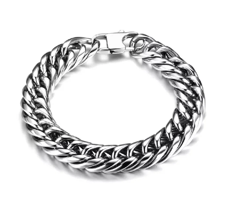 Women’s silver bangle bracelet-Stainless Steel 11.5mm Cuban Bracelet 8.5"