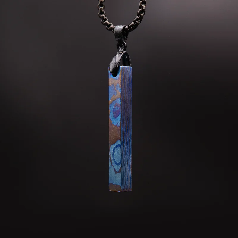 Women’s radiant gemstone necklace-Timascus Bar Pendant