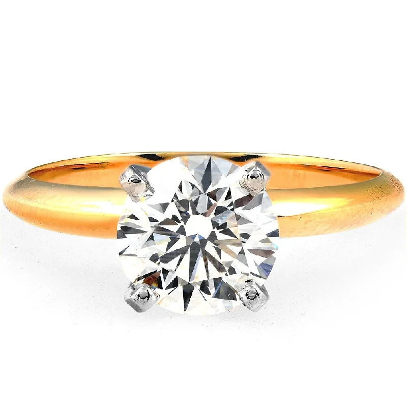 Women’s halo engagement ring-1.52 CT Lab Grown Diamond Platinum 18k Yellow Gold Engagement Ring Certified