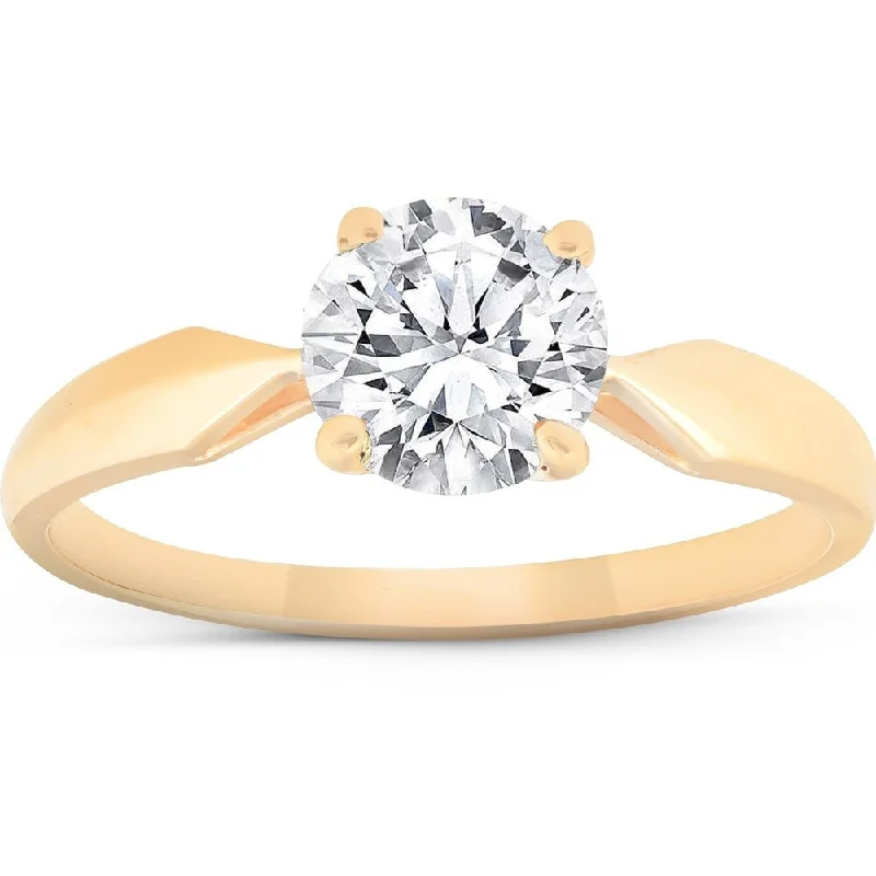 Women’s matching engagement ring and wedding band-1 3/4 Ct TDW Solitaire Diamond Engagement Ring 14k Yellow Gold Enhanced