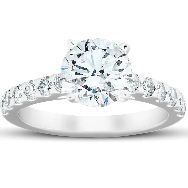 Women’s radiant diamond engagement ring-2 3/4 Ct Diamond Engagement Ring 14k White Gold